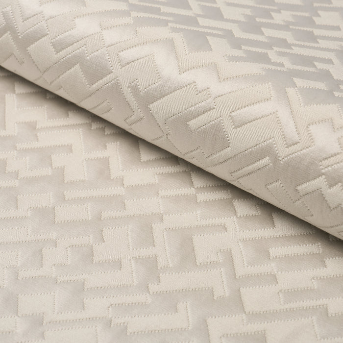 Schumacher Salon Matelasse Satin Limestone Fabric Sample 71191