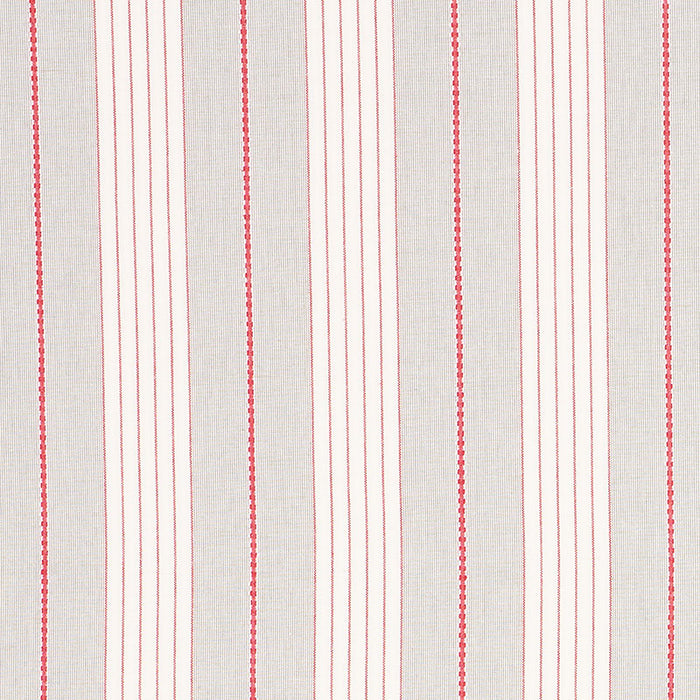 Schumacher Audrey Stripe Grey & Red Fabric Sample 71373