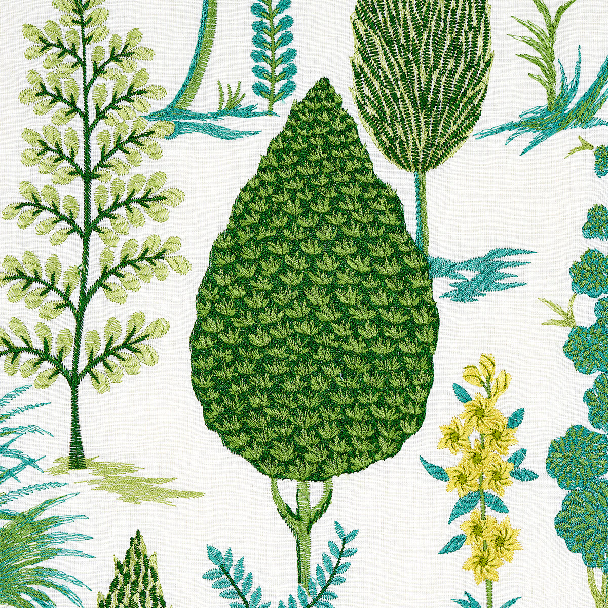 Schumacher Pandora Embroidery Green Fabric Sample 71472