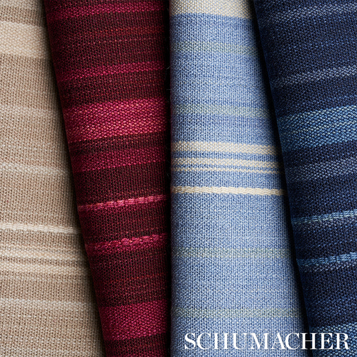 Schumacher Cajamarca Stripe Indigo Fabric Sample 71880