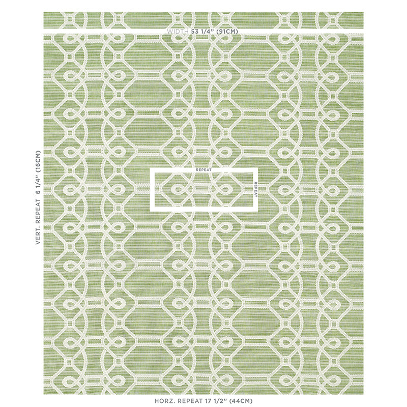 Schumacher Ziz Embroidery Green Fabric Sample 71933