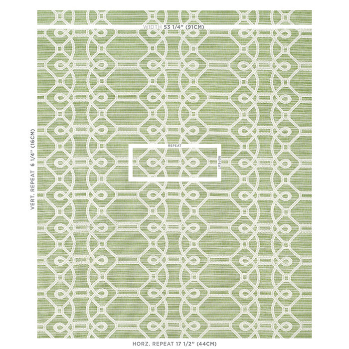 Schumacher Ziz Embroidery Green Fabric Sample 71933