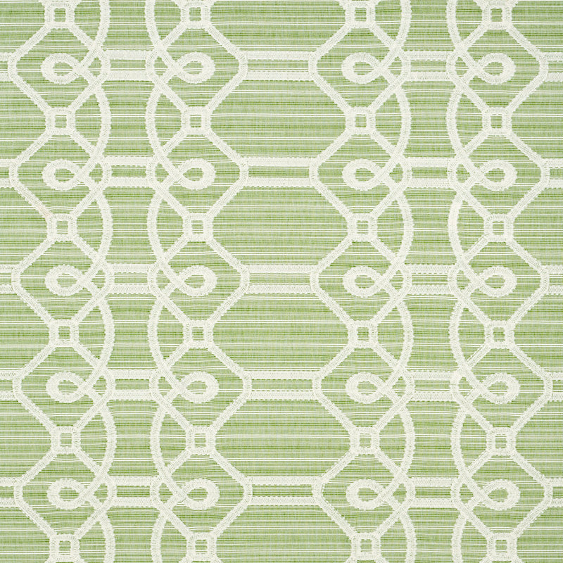 Schumacher Ziz Embroidery Green Fabric Sample 71933