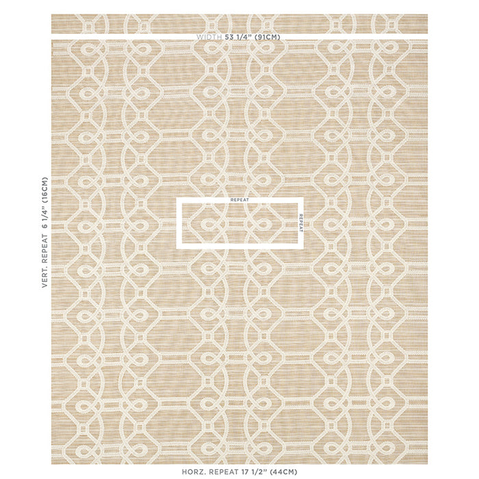 Schumacher Ziz Embroidery Natural Fabric Sample 71934