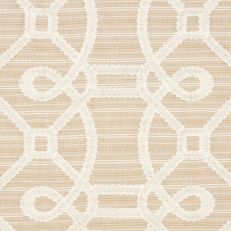 Schumacher Ziz Embroidery Natural Fabric Sample 71934