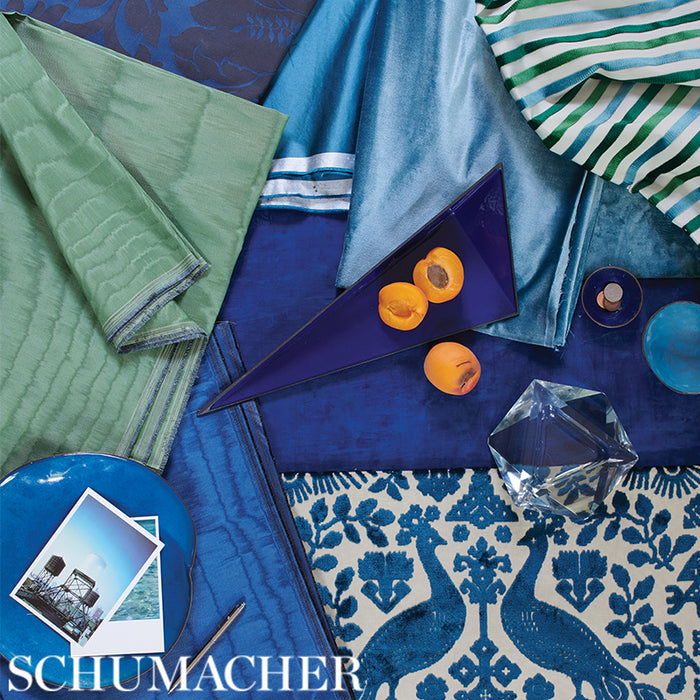 Schumacher Luca Satin Peacock Fabric Sample 72055