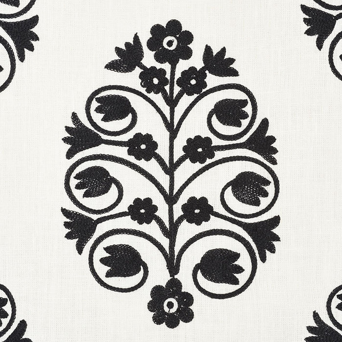 Schumacher Talitha Embroidery Blackwork Fabric Sample 72090