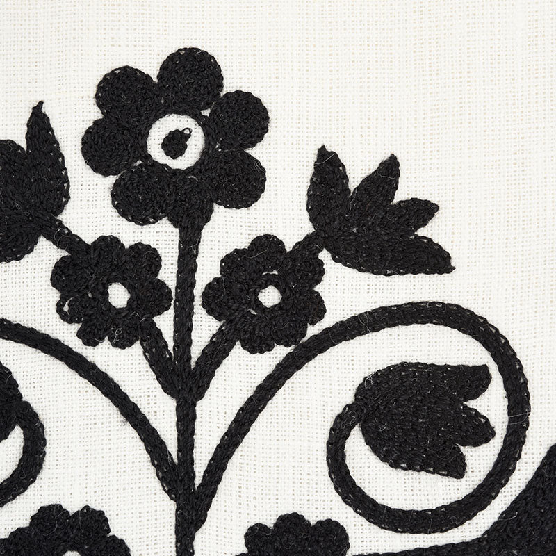 Schumacher Talitha Embroidery Blackwork Fabric Sample 72090