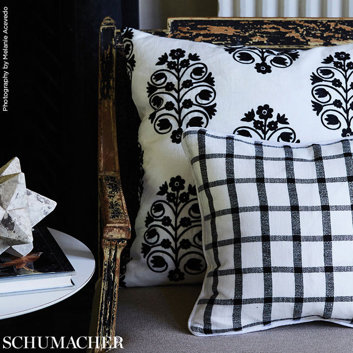 Schumacher Talitha Embroidery Blackwork Fabric 72090