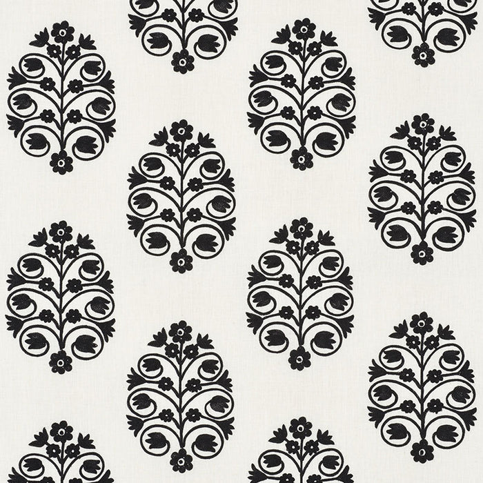 Schumacher Talitha Embroidery Blackwork Fabric 72090