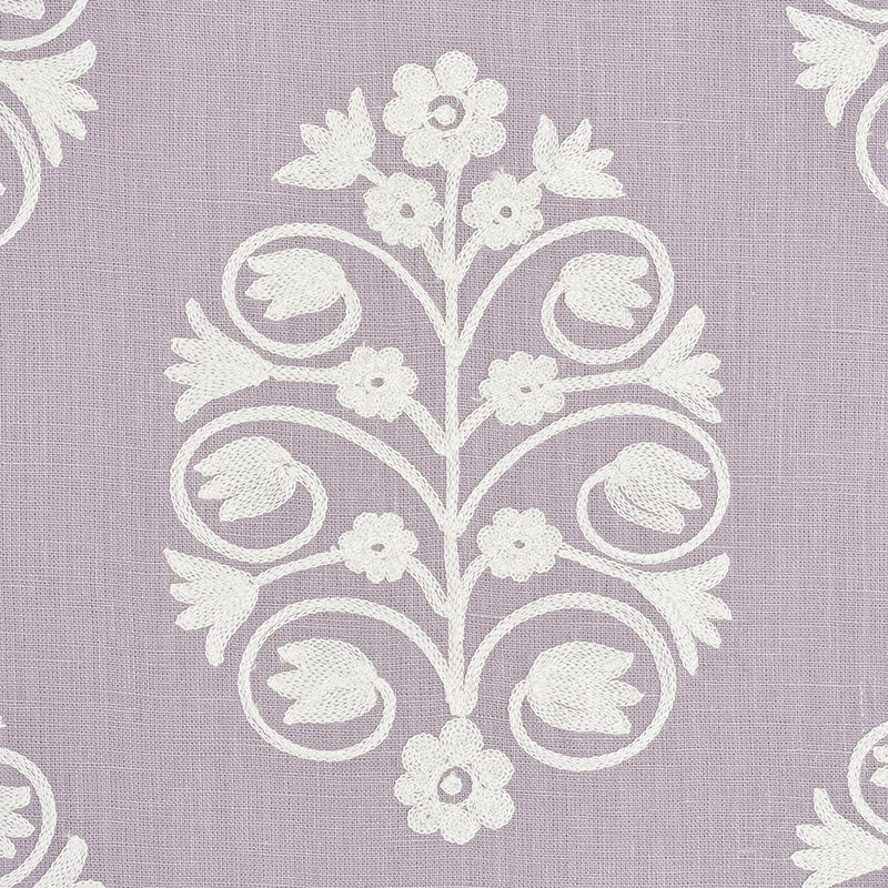 Schumacher Talitha Embroidery Wisteria Fabric Sample 72091