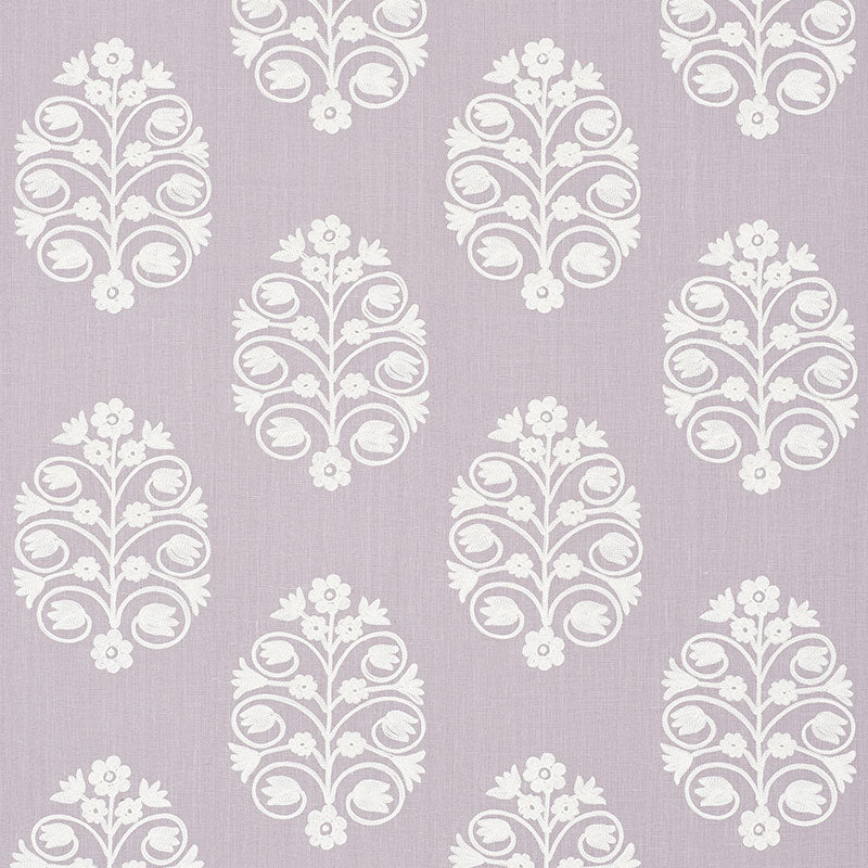 Schumacher Talitha Embroidery Wisteria Fabric Sample 72091