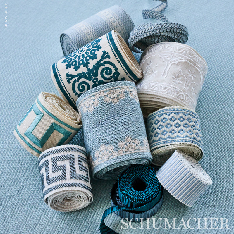 Schumacher Cherie Tape Blue Trim 72311