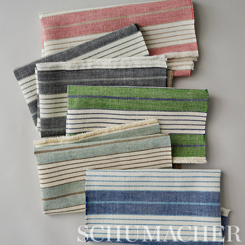 Schumacher Horst Stripe Sky Fabric 72603