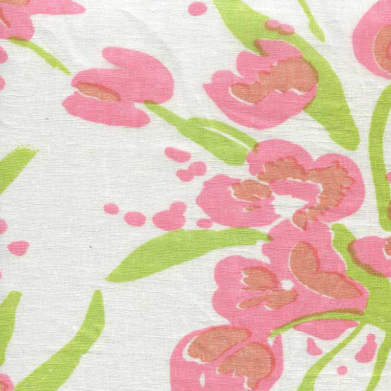 Quadrille Tulips Sheer Pinks Green Fabric 7270-05SH