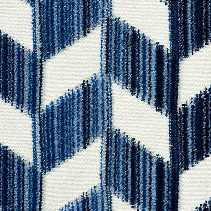 Schumacher Chevron Strie Velvet Lapis Fabric Sample 72811