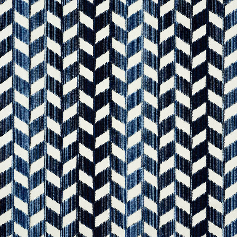 Schumacher Chevron Strie Velvet Lapis Fabric 72811