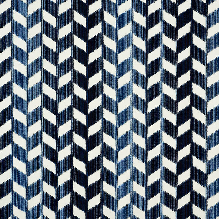 Schumacher Chevron Strie Velvet Lapis Fabric 72811