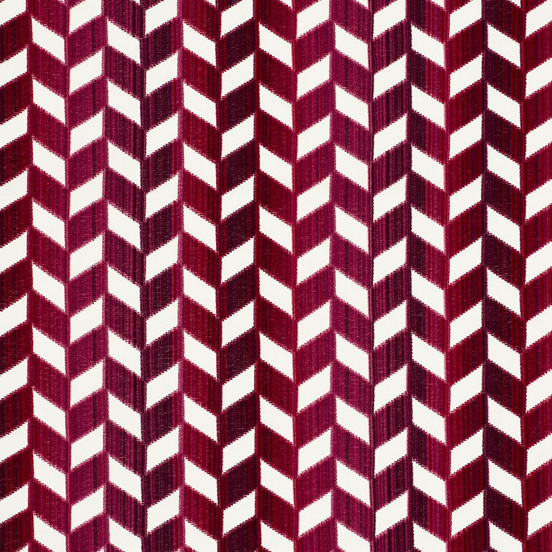 Schumacher Chevron Strie Velvet Garnet Fabric 72812