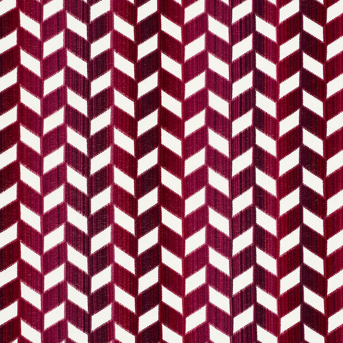 Schumacher Chevron Strie Velvet Garnet Fabric Sample 72812