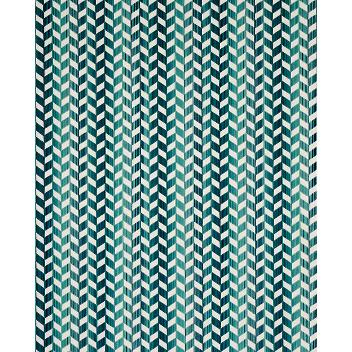 Schumacher Chevron Strie Velvet Peacock Fabric Sample 72813