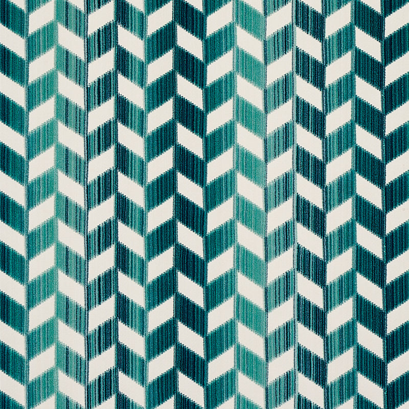 Schumacher Chevron Strie Velvet Peacock Fabric 72813