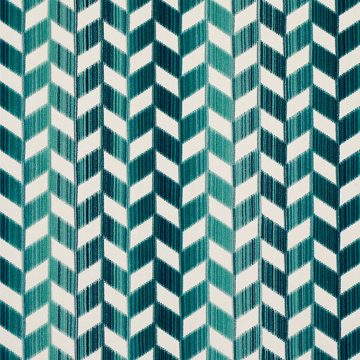 Schumacher Chevron Strie Velvet Peacock Fabric Sample 72813