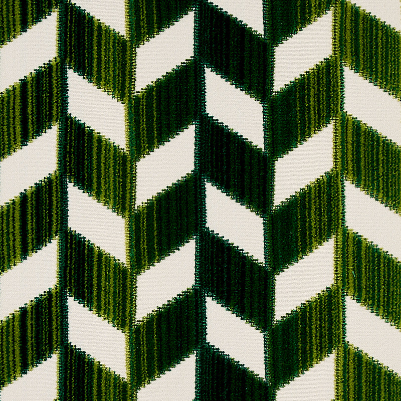 Schumacher Chevron Strie Velvet Emerald Fabric 72814