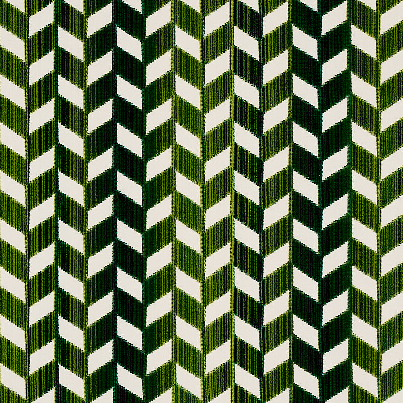 Schumacher Chevron Strie Velvet Emerald Fabric 72814