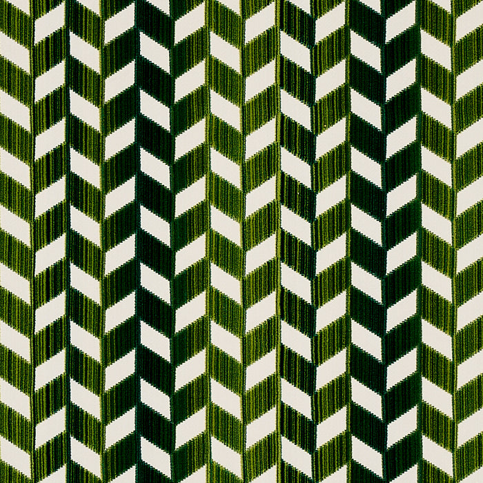 Schumacher Chevron Strie Velvet Emerald Fabric Sample 72814