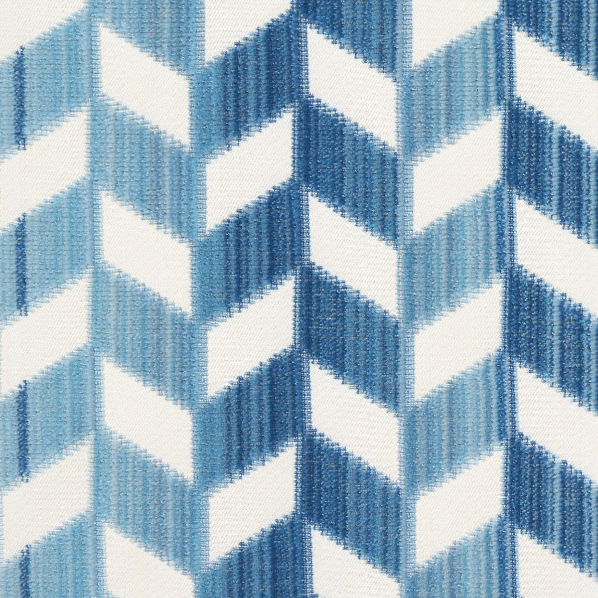 Schumacher Chevron Strie Velvet Porcelain Fabric 72815