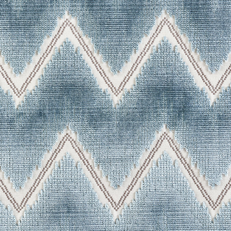 Schumacher Chevron Velvet Mineral Fabric 72842