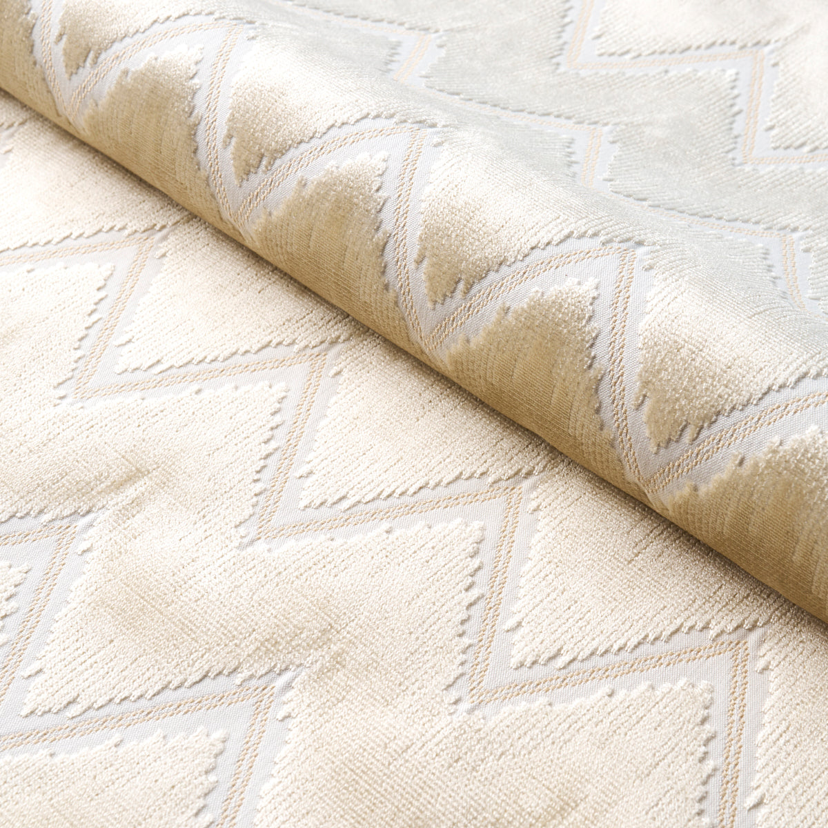 Schumacher Chevron Velvet Champagne Fabric 72844