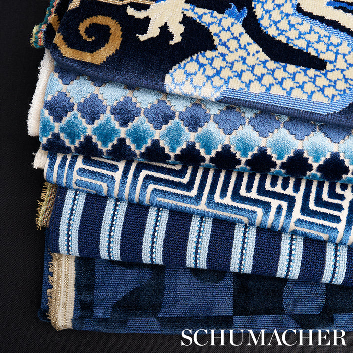 Schumacher Lisboa Velvet Midnight Blue Fabric Sample 72958