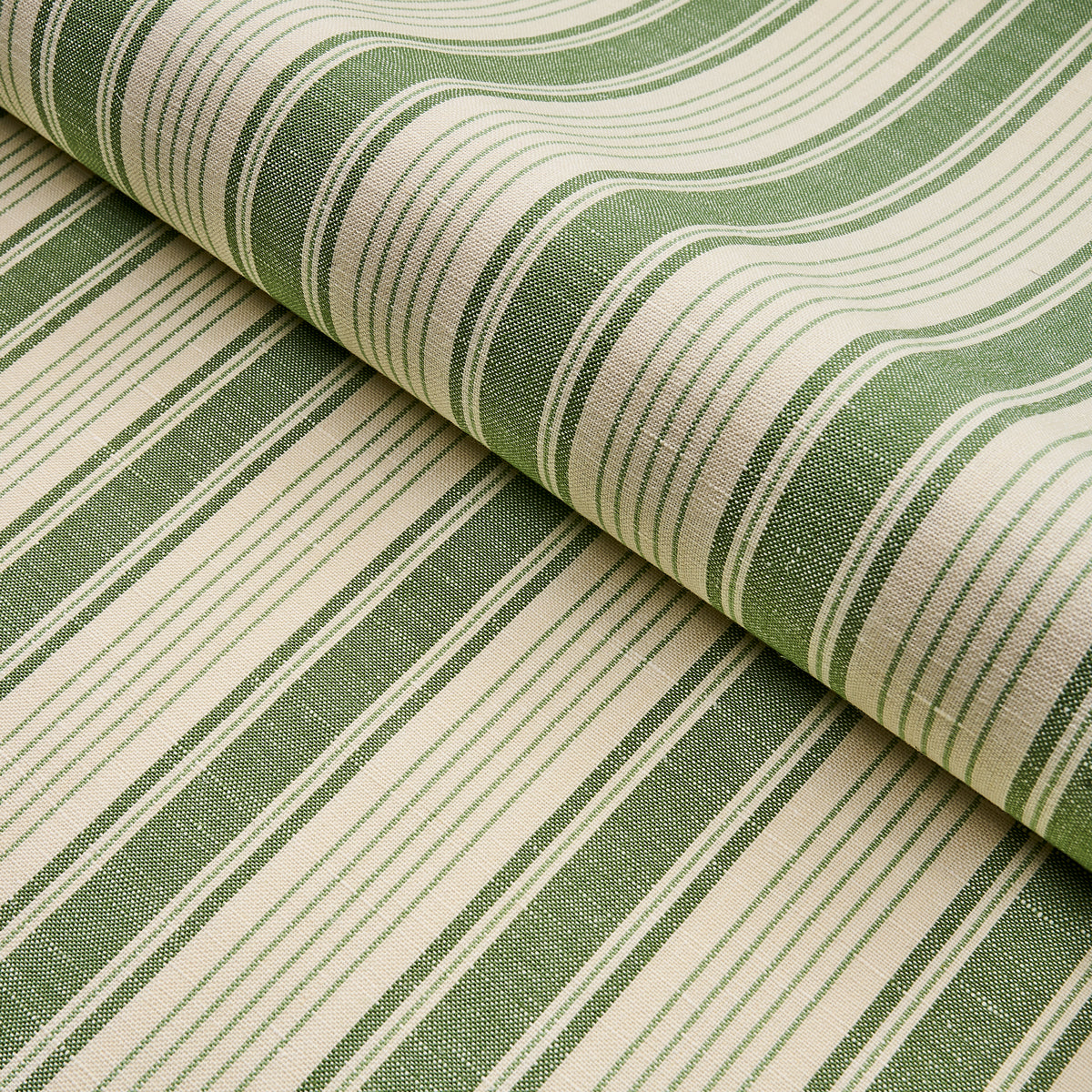 Schumacher Ojai Stripe Leaf Green Fabric Sample 73005