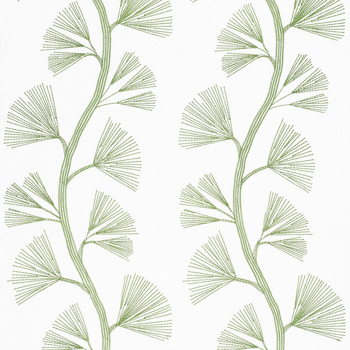 Schumacher Ginkgo Embroidery Leaf Fabric 73080