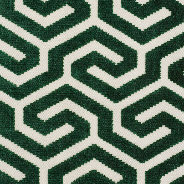 Schumacher Ming Fret Velvet Emerald Fabric Sample 73103