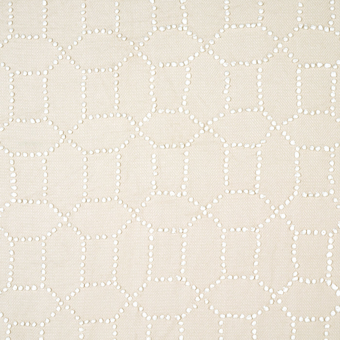 Schumacher Vento Embroidery Natural Fabric Sample 73280