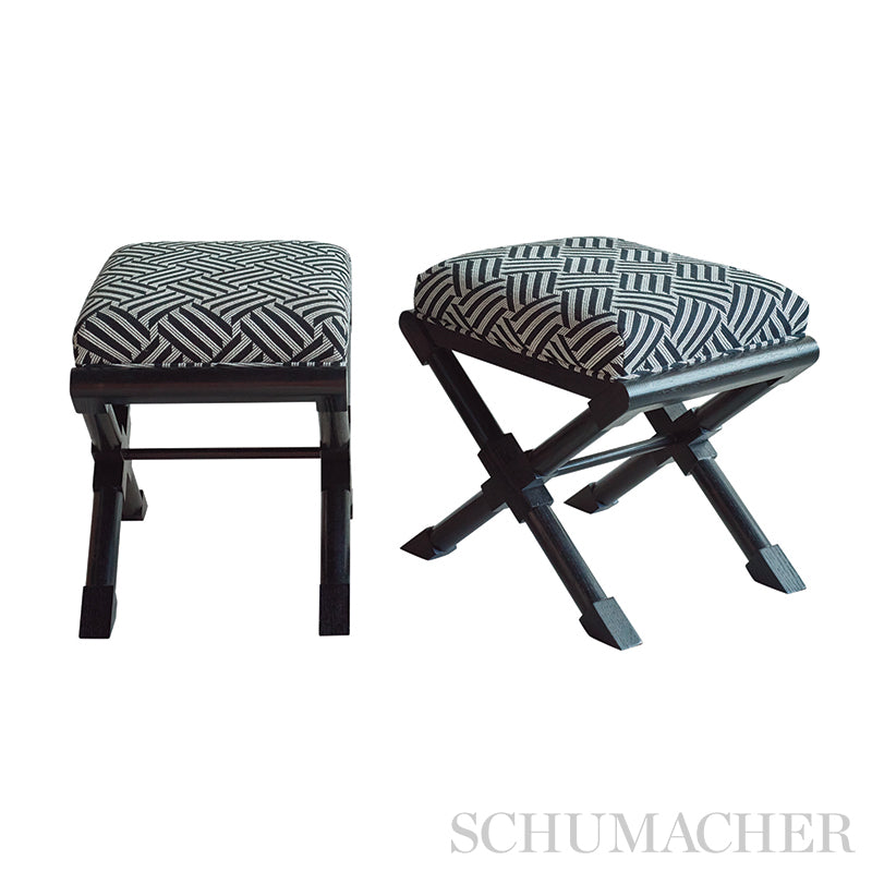 Schumacher Cross Hatch Black Fabric 73451