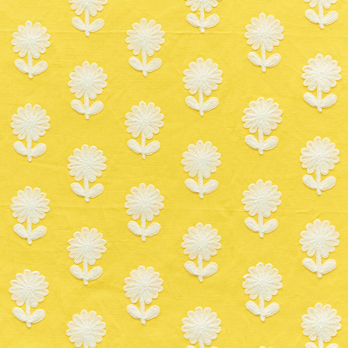 Schumacher Paley Embroidery Yellow Fabric 73480