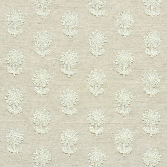 Schumacher Paley Embroidery Natural Fabric 73482