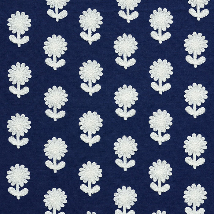 Schumacher Paley Embroidery Blue Fabric 73483