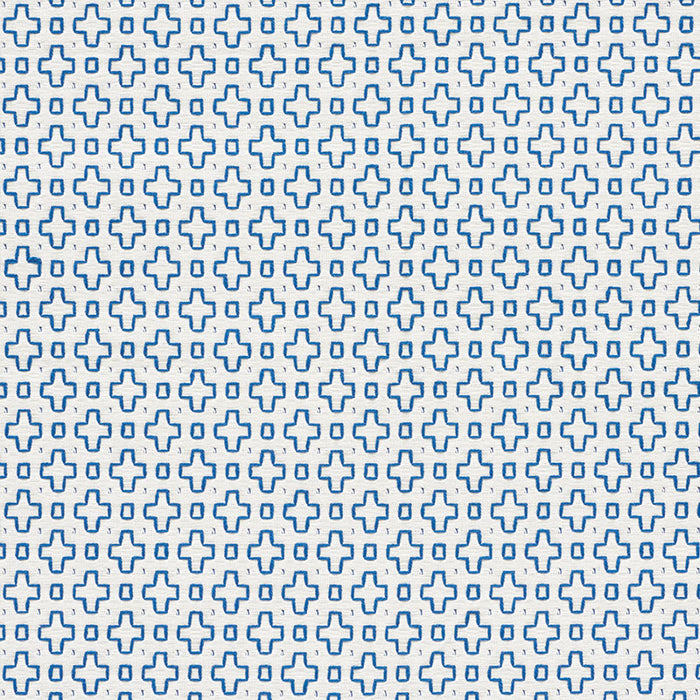 Schumacher Scout Embroidery Blue Fabric Sample 73560