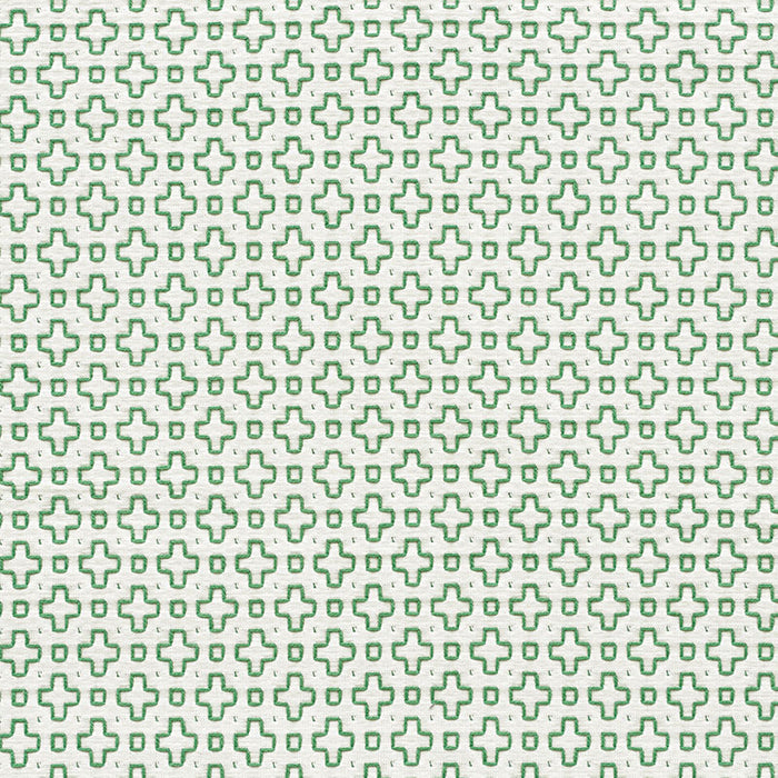 Schumacher Scout Embroidery Green Fabric Sample 73561