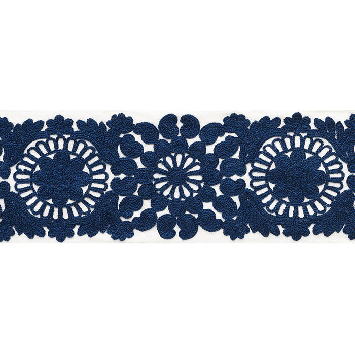 Schumacher Joelle Tape Blue Trim Sample 73622