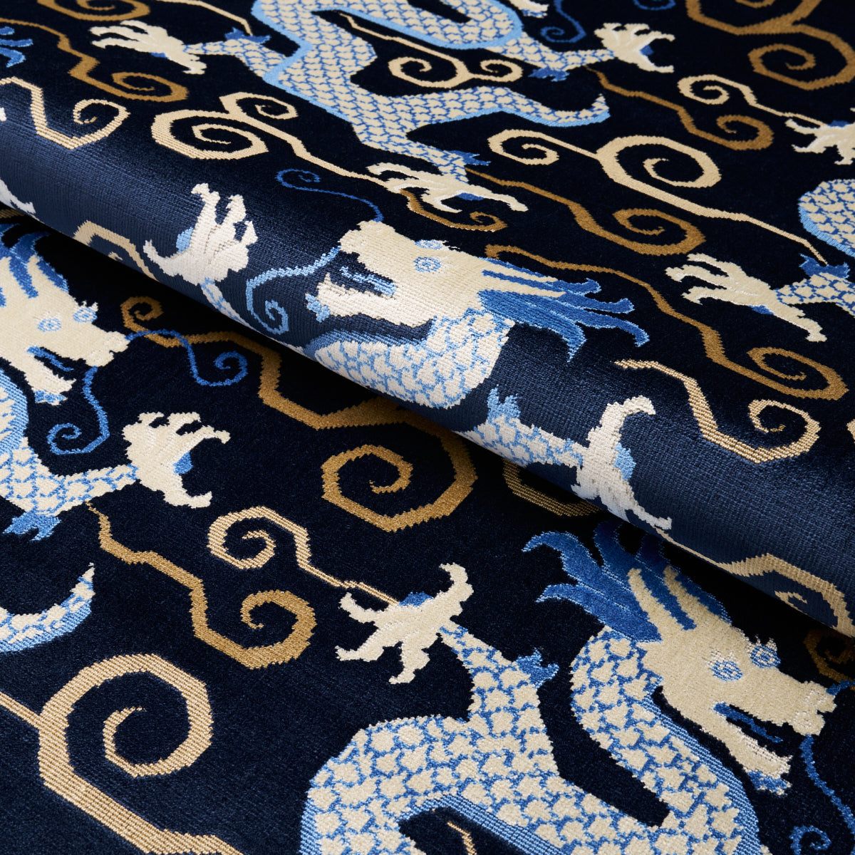 Schumacher Bixi Velvet Midnight Blue Fabric Sample 73976