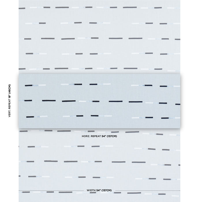 Schumacher Overlapping Dashes Sky Fabric 74032