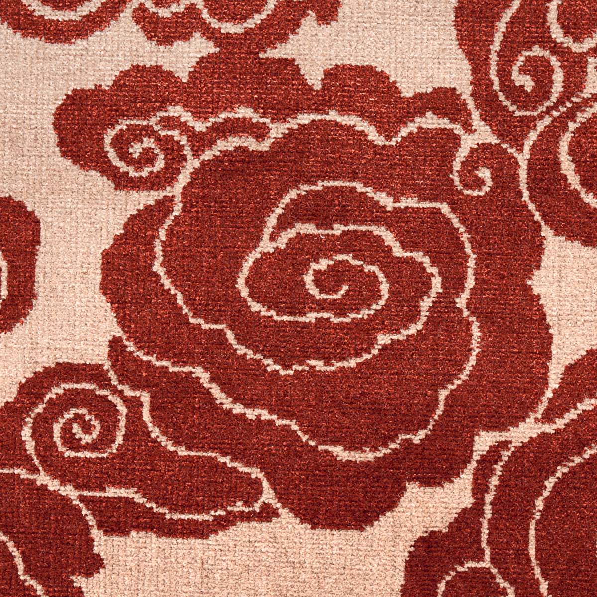 Schumacher Sozan Velvet Cinnabar Fabric Sample 74064