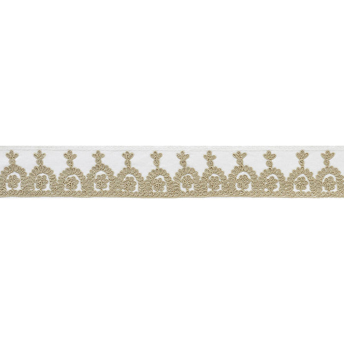 Schumacher Noelia Embroidered Tape Ivory Trim Sample 74150