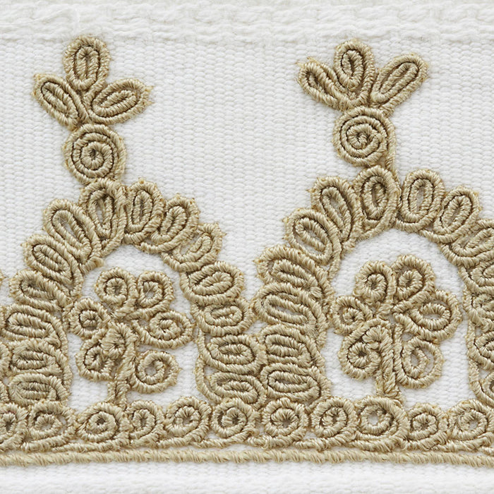 Schumacher Noelia Embroidered Tape Ivory Trim Sample 74150